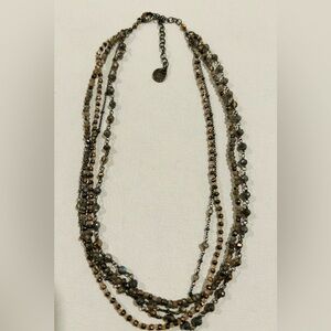 Rare Vintage Chan Luu 925 Silver & Crystal Multi-Strand Beaded Necklace